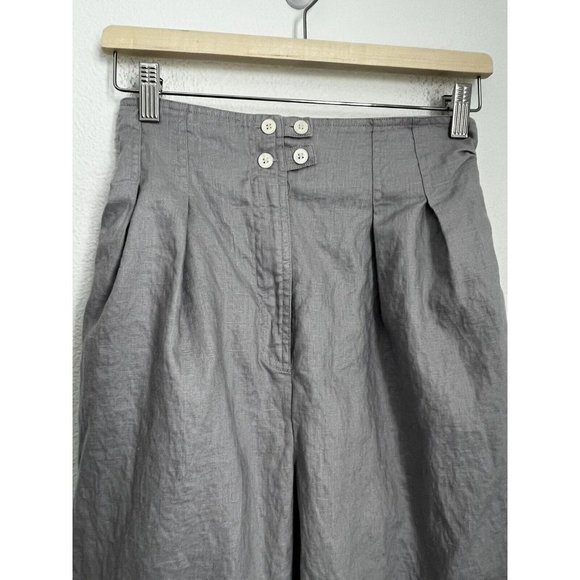 Vintage Chaus Linen High Waist Pleated Neutral Trouser Pants Gray 90s Size 10P - Picture 2 of 8